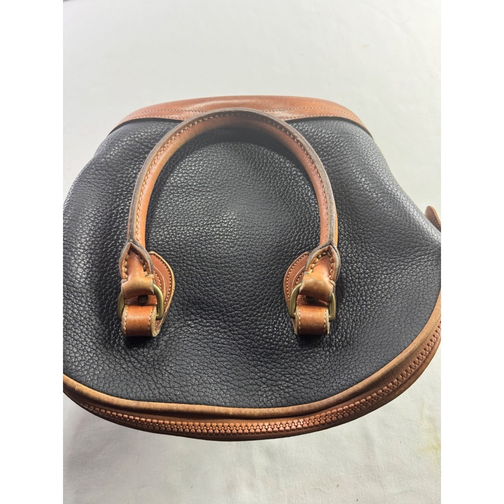 Dooney & Bourke Vintage All Weather Leather Domed Satchel Black Tan Made in USA - Picture 8 of 8